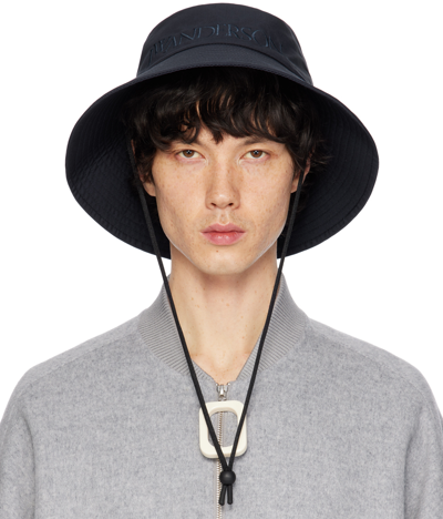 Jw Anderson Navy Logo Shade Bucket Hat In Navy 888