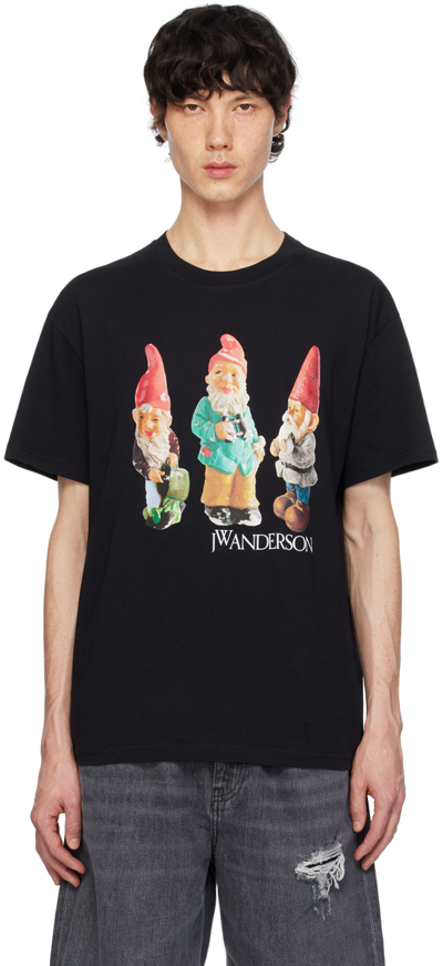 Jw Anderson Gnome Trio-print Cotton T-shirt In Black