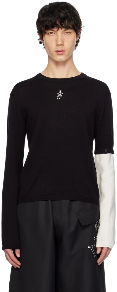 Jw Anderson Black Contrast Sleeve Sweater In 999 Black