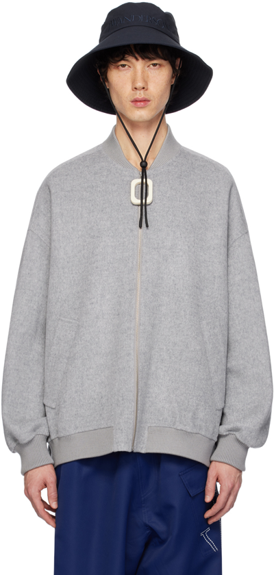 JW ANDERSON GRAY OVERSIZED BOMBER JACKET