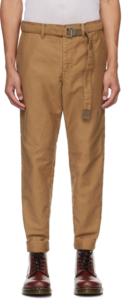 Sacai Tan Belted Trousers In 651 Beige