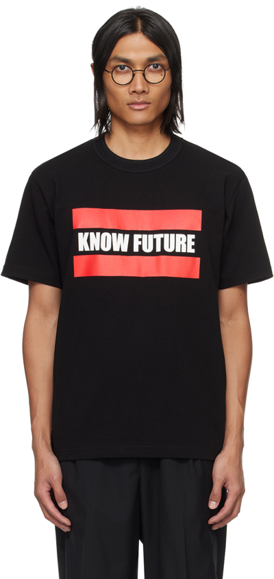 Sacai Know Future Cotton Graphic T-shirt In Black