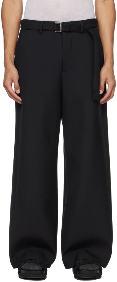 Sacai Black Belted Trousers In 001 Black