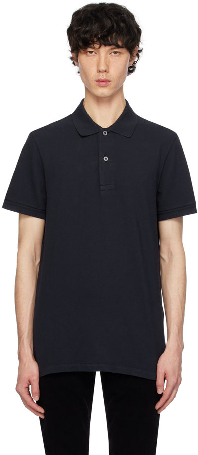 Tom Ford Tennis Cotton Piquet Polo In Blue