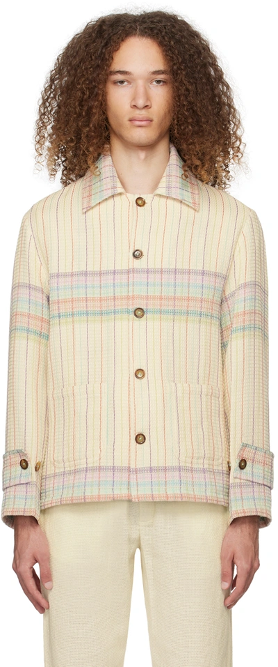 Harago Multicolor Check Jacket In Off White