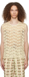 HARAGO OFF-WHITE SEMI-SHEER TANK TOP