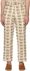 HARAGO OFF-WHITE FRINGED TROUSERS