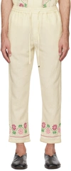 HARAGO OFF-WHITE EMBROIDERED TROUSERS
