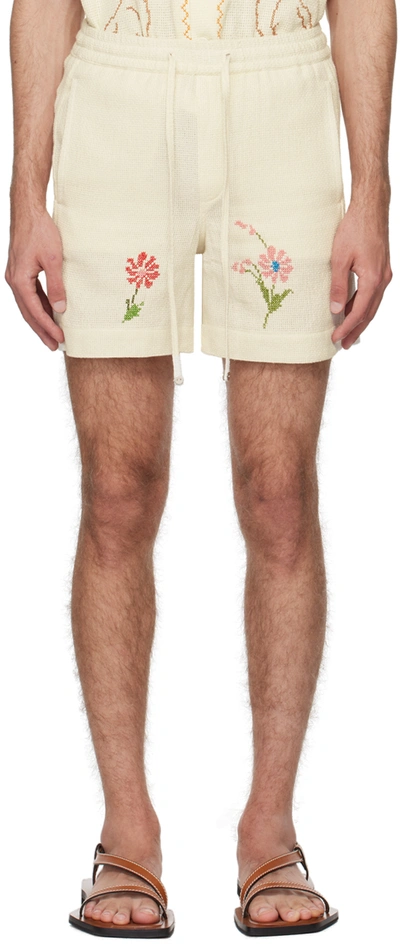 Harago Off-white Cross-stitch Shorts In Off White
