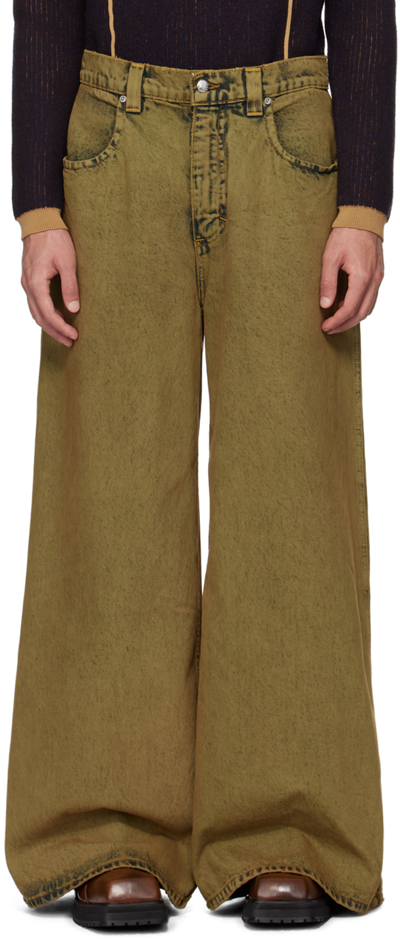 Eckhaus Latta Khaki Ultra Wide-leg Jeans In Orange