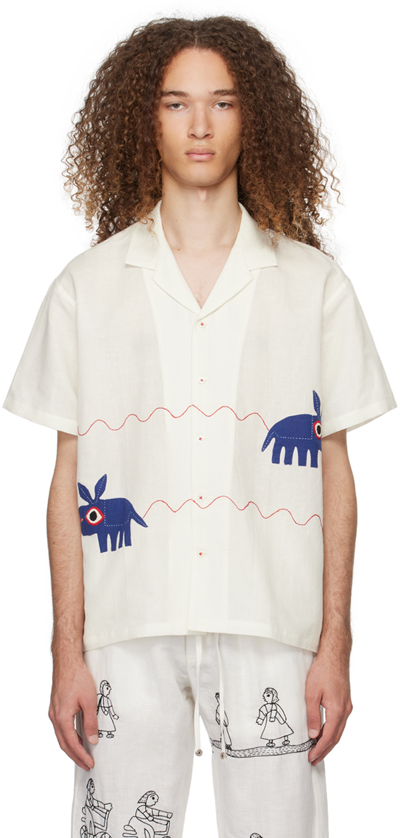 Harago White Embroidered Shirt In Off White