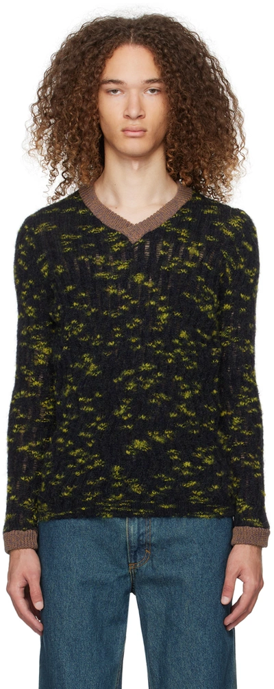 Eckhaus Latta Navy & Green Plume Jumper In Celestial