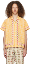 Harago Yellow Chicken Scratch Shirt In Yellow