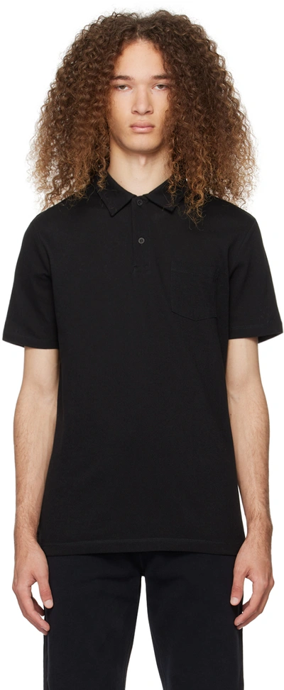 Sunspel Riviera Cotton-mesh Polo Shirt In Black