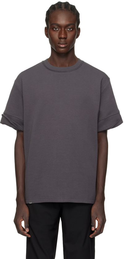 C2h4 Gray Founder Fold-over T-shirt In Drak Gray