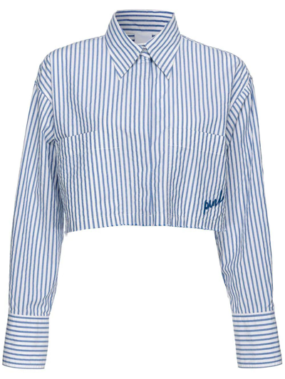 Pinko Striped Crop Shirt In White
