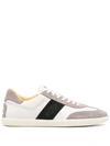 Tod's Color-blocked Leather Sneakers With Signature Gommino Sole In Bianco E Blu