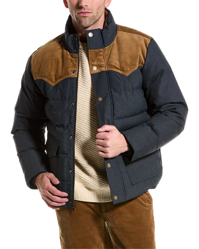 Brooks Brothers Out Denim Puffer Down Jacket In Blue