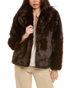 Apparis Wide-collar Faux Fur Jacket In Brown