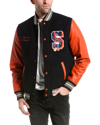 SCOTCH & SODA SCOTCH & SODA LEATHER SLEEVE COLLEGE BOMBER JACKET