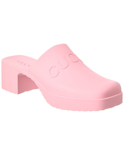 Gucci Logo Rubber Mule In Pink