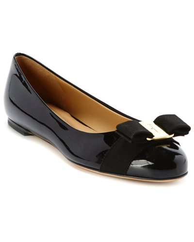 Ferragamo Varina Patent Ballet Flat In Black