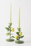 Anthropologie Lemon Taper Candlestick In Yellow