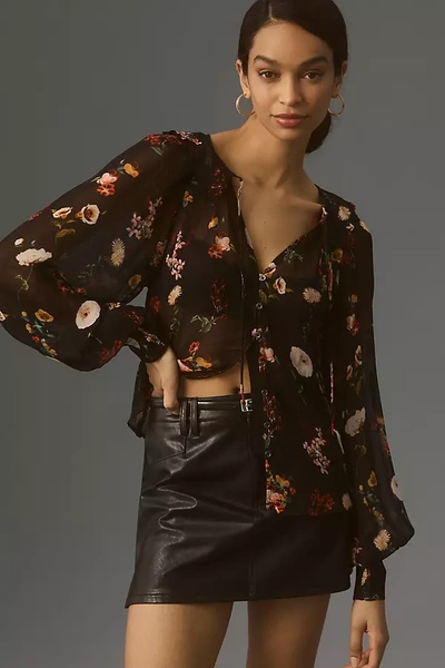 Maeve Sheer Buttondown Blouse In Multicolor