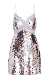 LOVESHACKFANCY FINTA METALLIC MINI SLIP DRESS