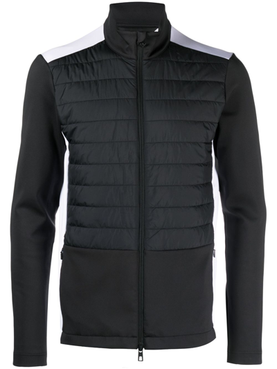 J. Lindeberg Delano Quilted-front Hybrid Mid-layer Top In Black