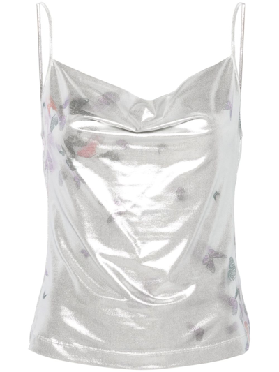 Margherita Maccapani Ita Laminated Tank Top In Silver