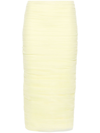 ANOUKI YELLOW DRAPED TULLE PENCIL SKIRT