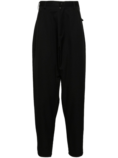 Sulvam Black Tapered Wool Tailored Trousers