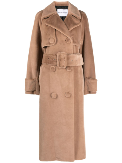 Stand Studio Brown Tillie Faux Fur Coat In Neutrals