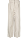 LOW CLASSIC NEUTRAL STRAIGHT-LEG PLEATED TROUSERS