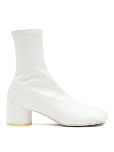 Mm6 Maison Margiela Leather Ankle Boots In White