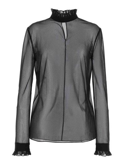 Philosophy Di Lorenzo Serafini Techno Chiffon Blouse In Black