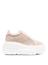 CASADEI LEATHER INTERWOVEN-DETAIL SNEAKERS