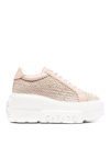 Casadei Leather Interwoven-detail Sneakers In Pink