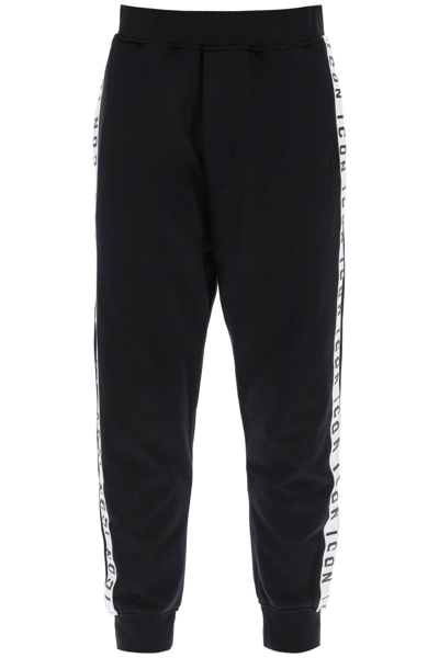 Dsquared2 Dan Joggers With Icon Bands In Black