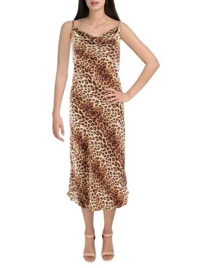 Bebe Printed Satin Midi Dress In Cheetah