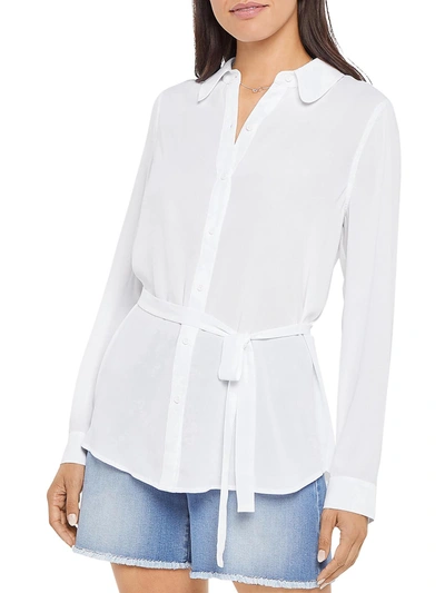Nydj Womens Long Sleeves Tunic Blouse In White