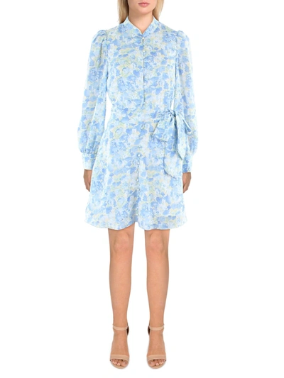 Lucy Paris Nikole Womens Floral Mini Fit & Flare Dress In Blue