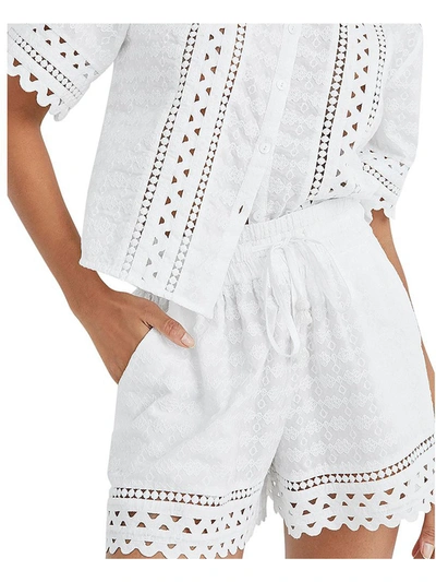 Veronica Beard Tijana Womens Embroidered Eyelet Casual Shorts In White