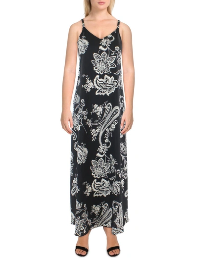 Vince Camuto Womens Paisley Long Maxi Dress In Black