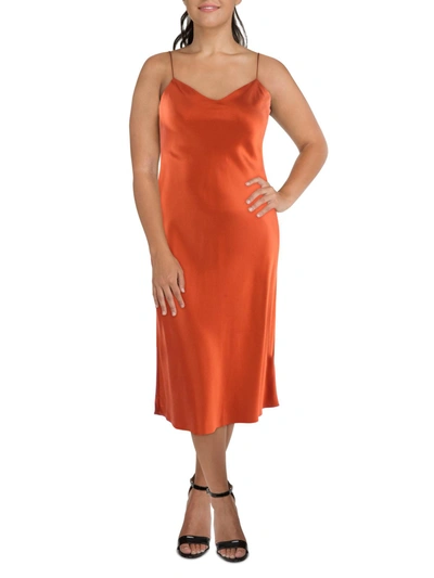 Polo Ralph Lauren Womens Silk Midi Slip Dress In Orange