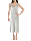 Vince Gray Ruched Midi Dress In Silver