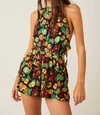 FREE PEOPLE CORAL TIDES ROMPER IN DARK COMBO
