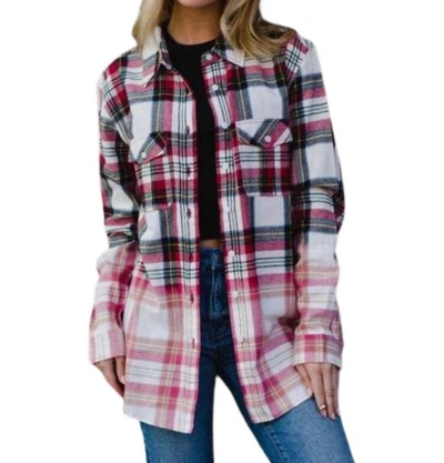 Panache Plaid Flannel Shirt In Red/green/white In Multi