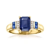 Ross-simons Sapphire Ring With Diamond Accents In 14kt Yellow Gold In Blue